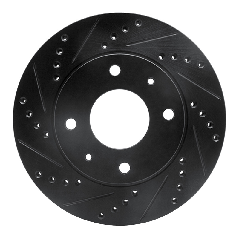 Hyundai Sonata Brake Rotor (1) - Front Left - R1 Concepts - Drilled & Slotted - Black - `01-`03